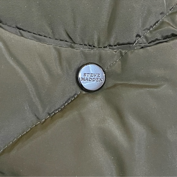 NWT Steve Madden Chevron Quilted Puffer Coat ~ Olive Green - Picture 12 of 16